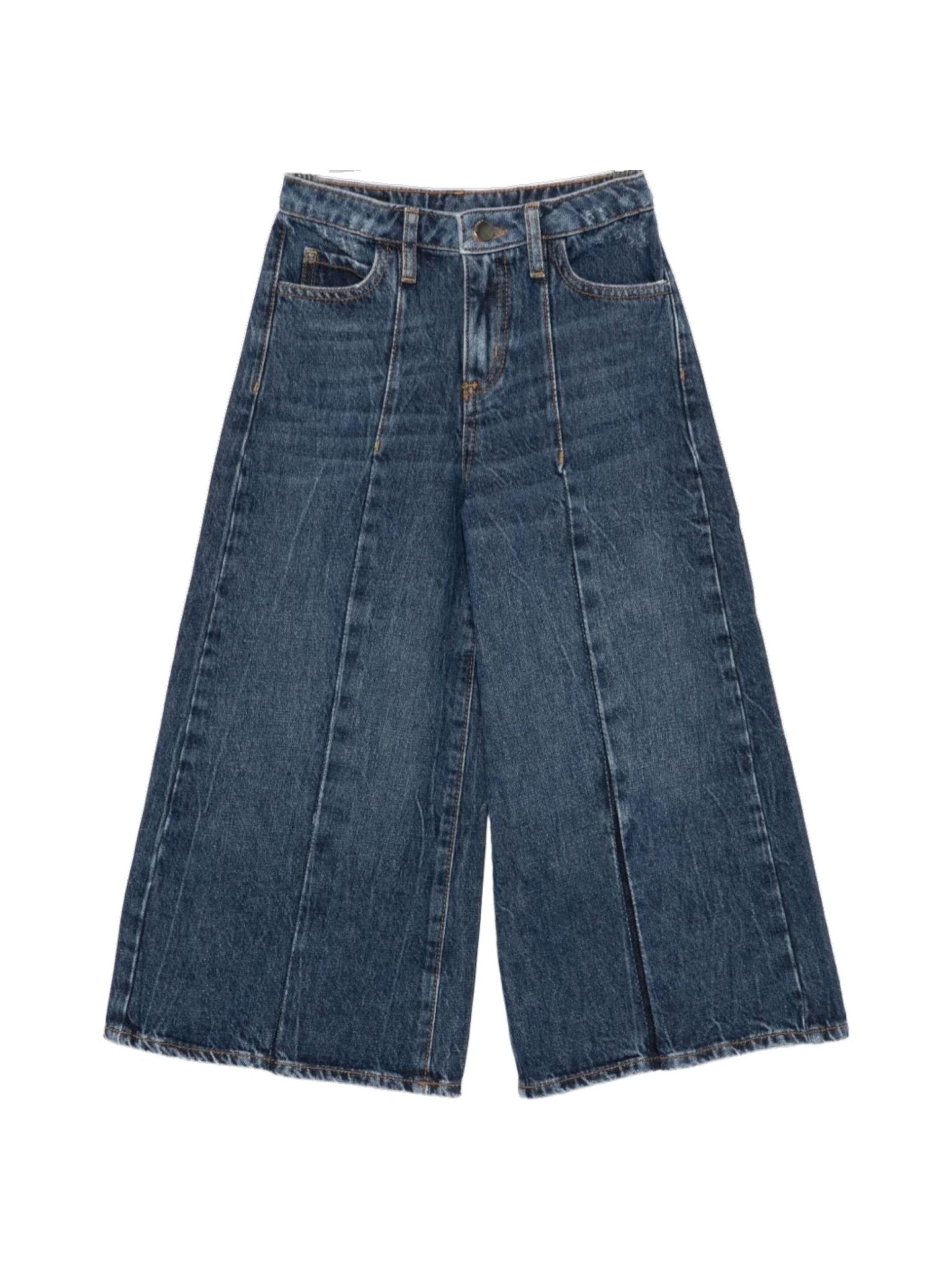 Pantaloni per bambina Emporio Armani Kids denim a gamba ampia - Rubino Kids