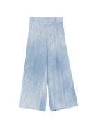 Pantaloni per bambina Ermanno Scervino Junior azzurri con pieghe frontali - Rubino Kids