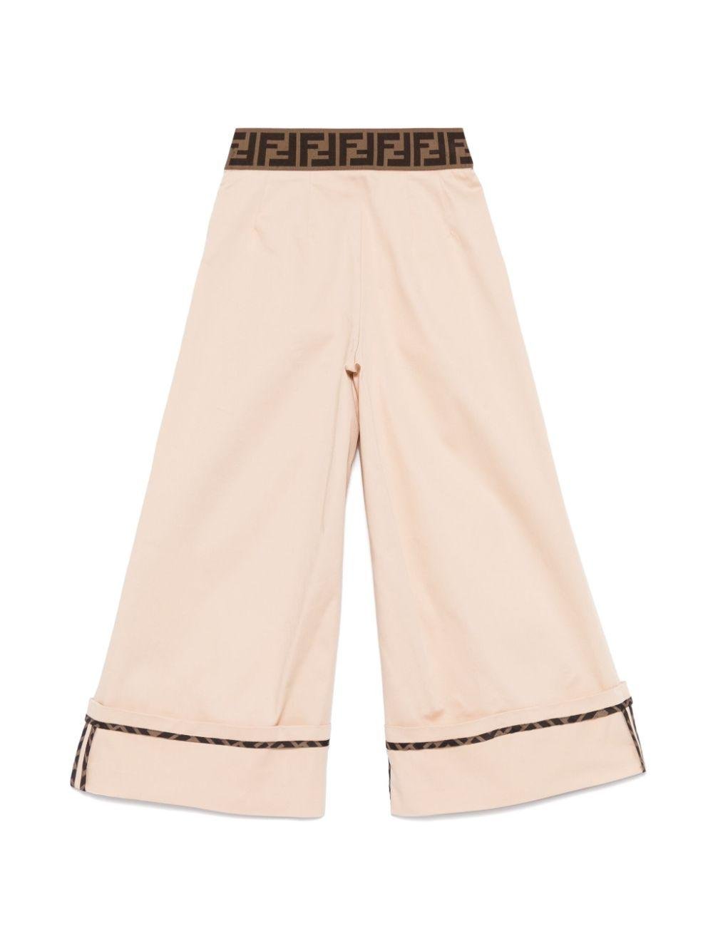 Pantaloni per bambina Fendi Kids beige modello svasato - Rubino Kids