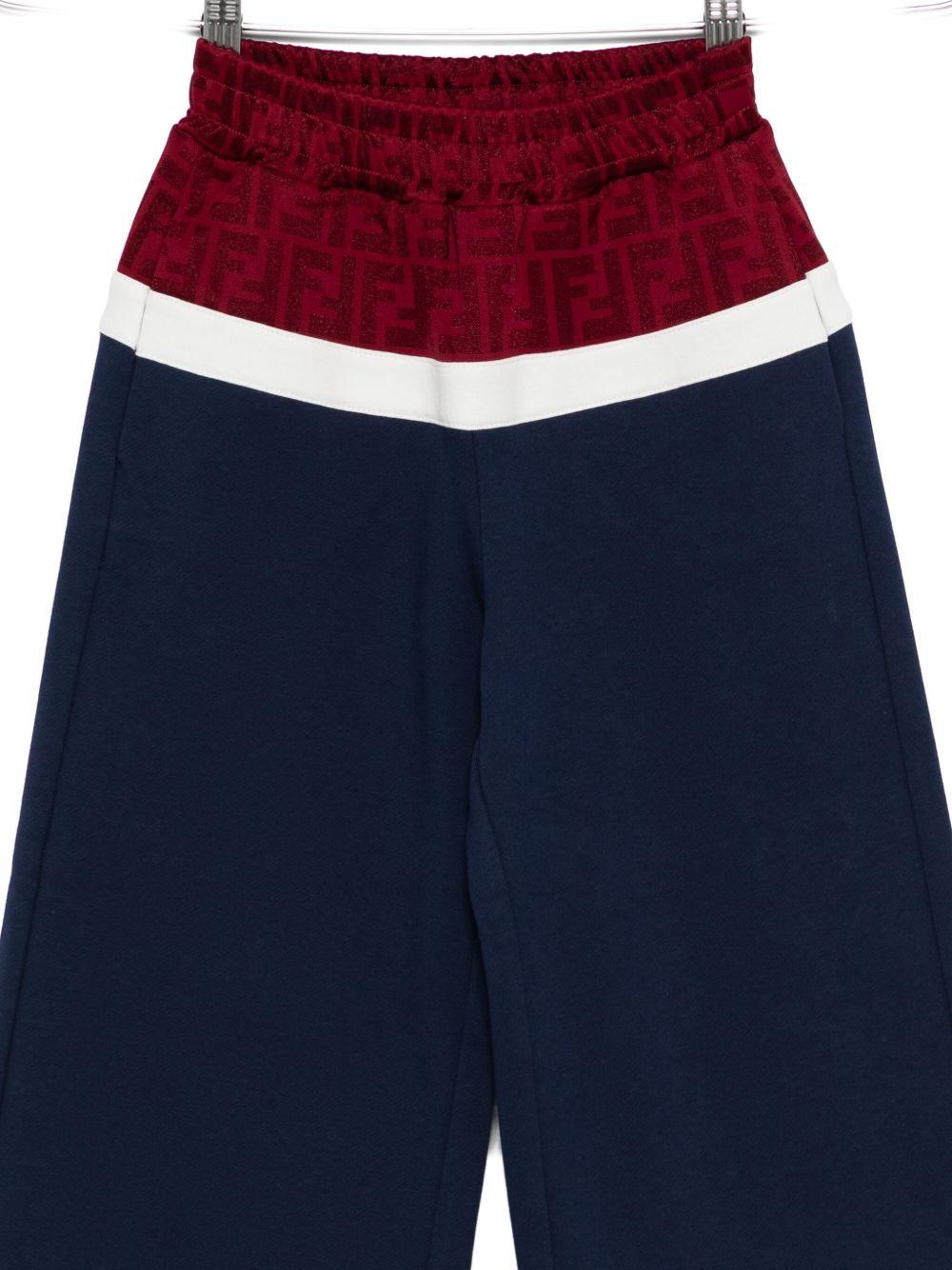 Pantaloni per bambina Fendi Kids blu con pannello logo FF - Rubino Kids