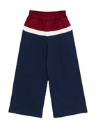 Pantaloni per bambina Fendi Kids blu con pannello logo FF - Rubino Kids