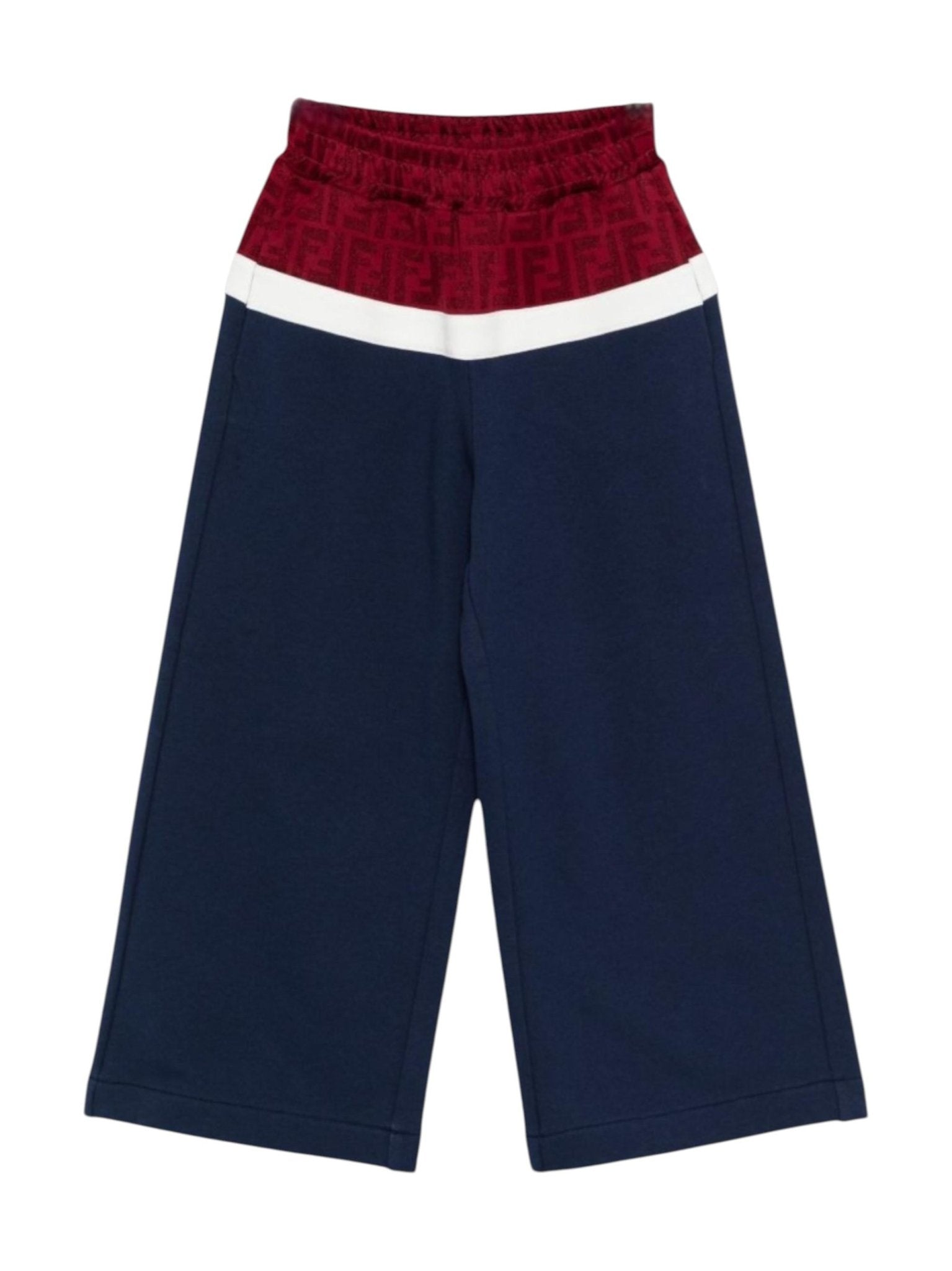 Pantaloni per bambina Fendi Kids blu con pannello logo FF - Rubino Kids