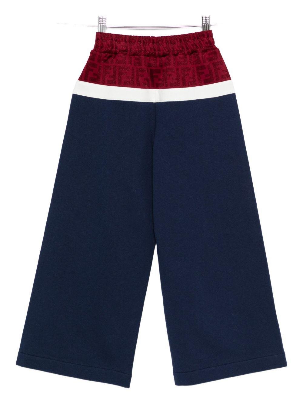 Pantaloni per bambina Fendi Kids blu con pannello logo FF - Rubino Kids