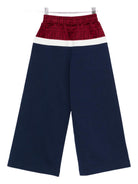Pantaloni per bambina Fendi Kids blu con pannello logo FF - Rubino Kids