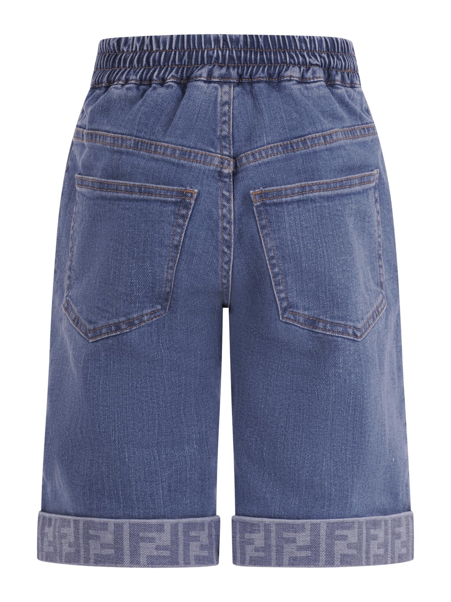 Pantaloni per bambina Fendi Kids denim con dettaglio monogramma FF - Rubino Kids