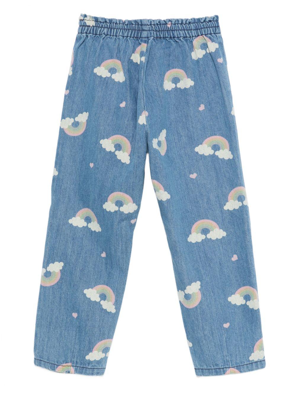 Pantaloni per bambina Konges Sløjd blu con motivo arcobaleno - Rubino Kids