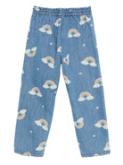 Pantaloni per bambina Konges Sløjd blu con motivo arcobaleno - Rubino Kids
