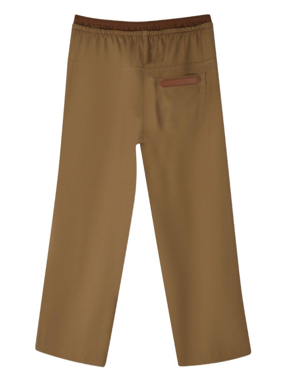 Pantaloni per bambina Lanvin Enfant marroni con vita elasticizzata - Rubino Kids