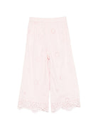 Pantaloni per bambina Louise Misha rosa con dettagli ricamati - Rubino Kids