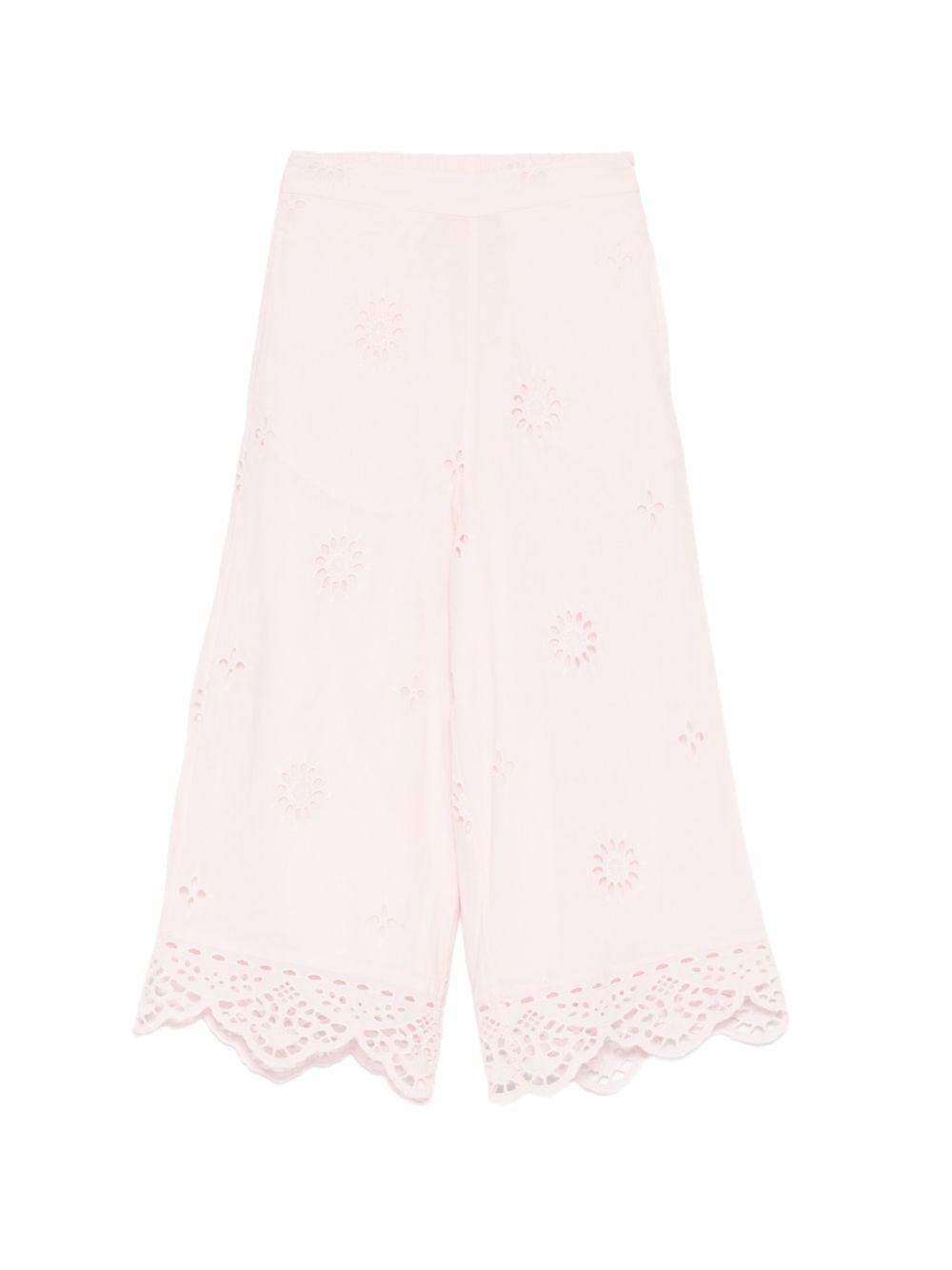 Pantaloni per bambina Louise Misha rosa con dettagli ricamati - Rubino Kids