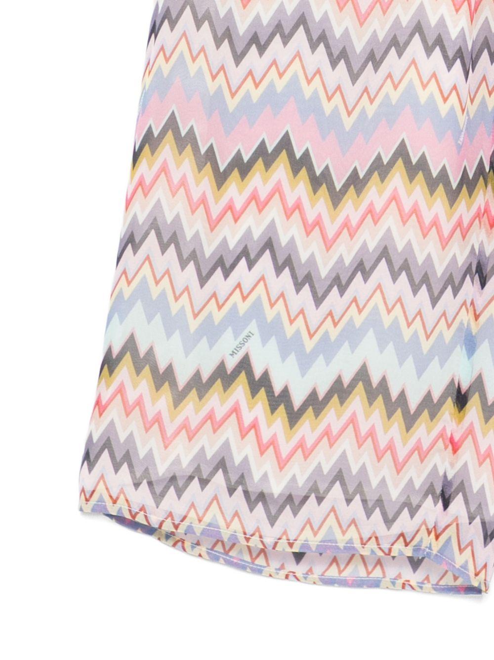 Pantaloni per bambina Missoni Kids multicolore con stampa a zigzag - Rubino Kids