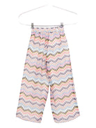 Pantaloni per bambina Missoni Kids multicolore con stampa a zigzag - Rubino Kids