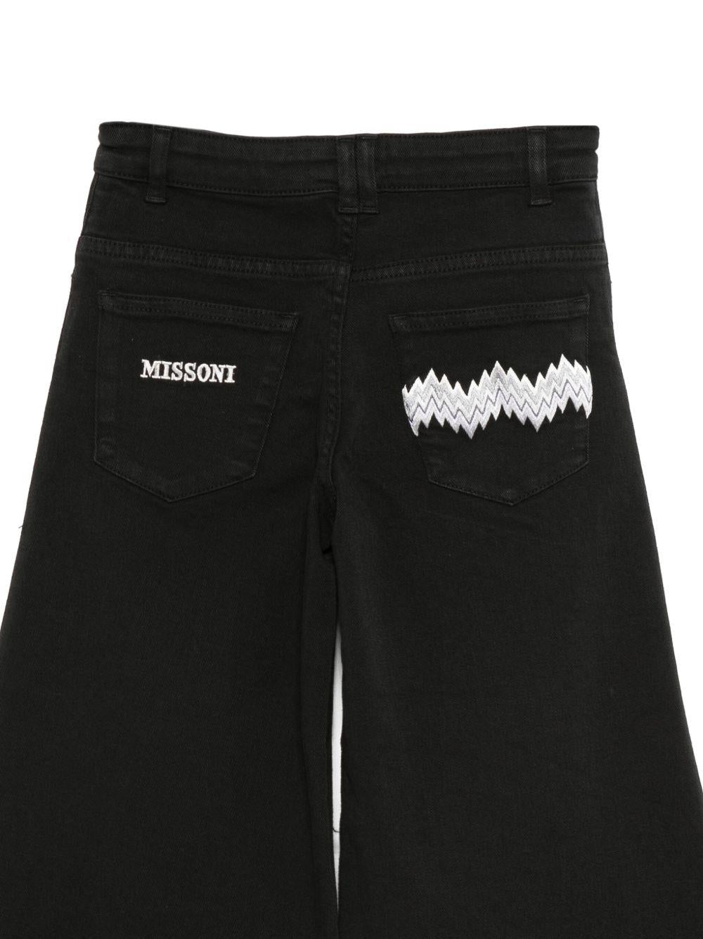 Pantaloni per bambina Missoni Kids neri con ricamo a zigzag - Rubino Kids