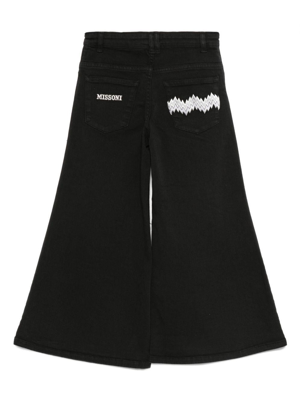 Pantaloni per bambina Missoni Kids neri con ricamo a zigzag - Rubino Kids