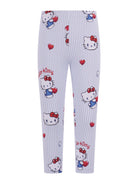 Pantaloni per bambina Monnalisa azzurri con stampa grafica all - over - Rubino Kids