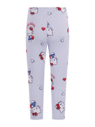 Pantaloni per bambina Monnalisa azzurri con stampa grafica all - over - Rubino Kids