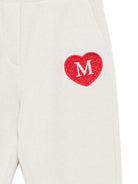 Pantaloni per bambina Monnalisa beige con decorazione a cuore - Rubino Kids