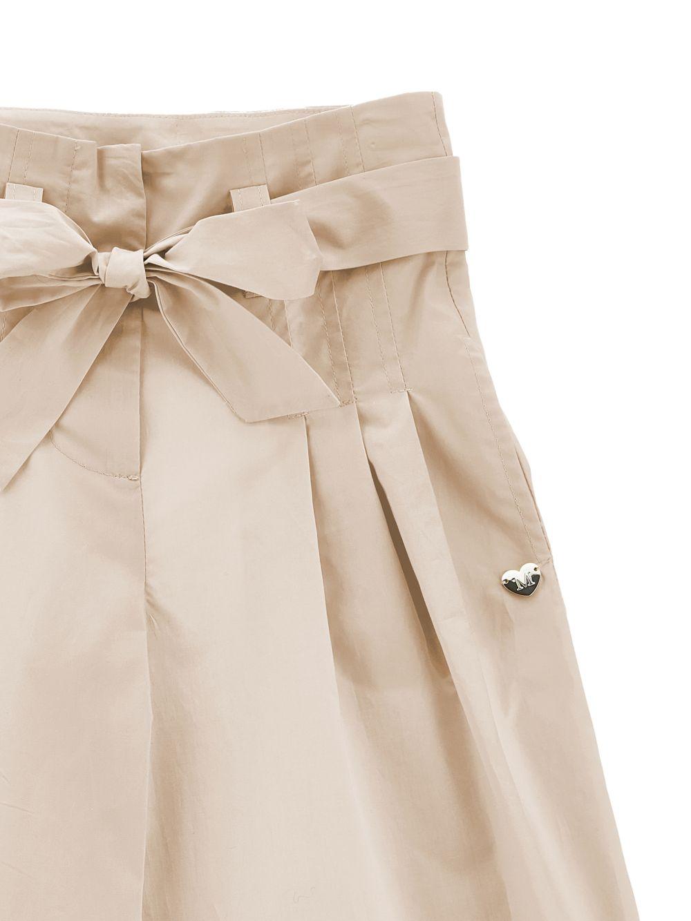 Pantaloni per bambina Monnalisa beige con dettaglio fiocco - Rubino Kids