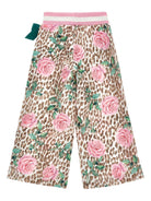Pantaloni per bambina Monnalisa beige con stampa - Rubino Kids