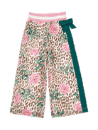 Pantaloni per bambina Monnalisa beige con stampa - Rubino Kids