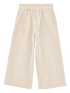Pantaloni per bambina Monnalisa beige con vita elasticizzata - Rubino Kids