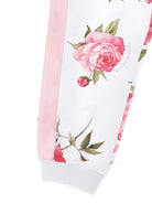 Pantaloni per bambina Monnalisa bianco con stampa a fiori - Rubino Kids