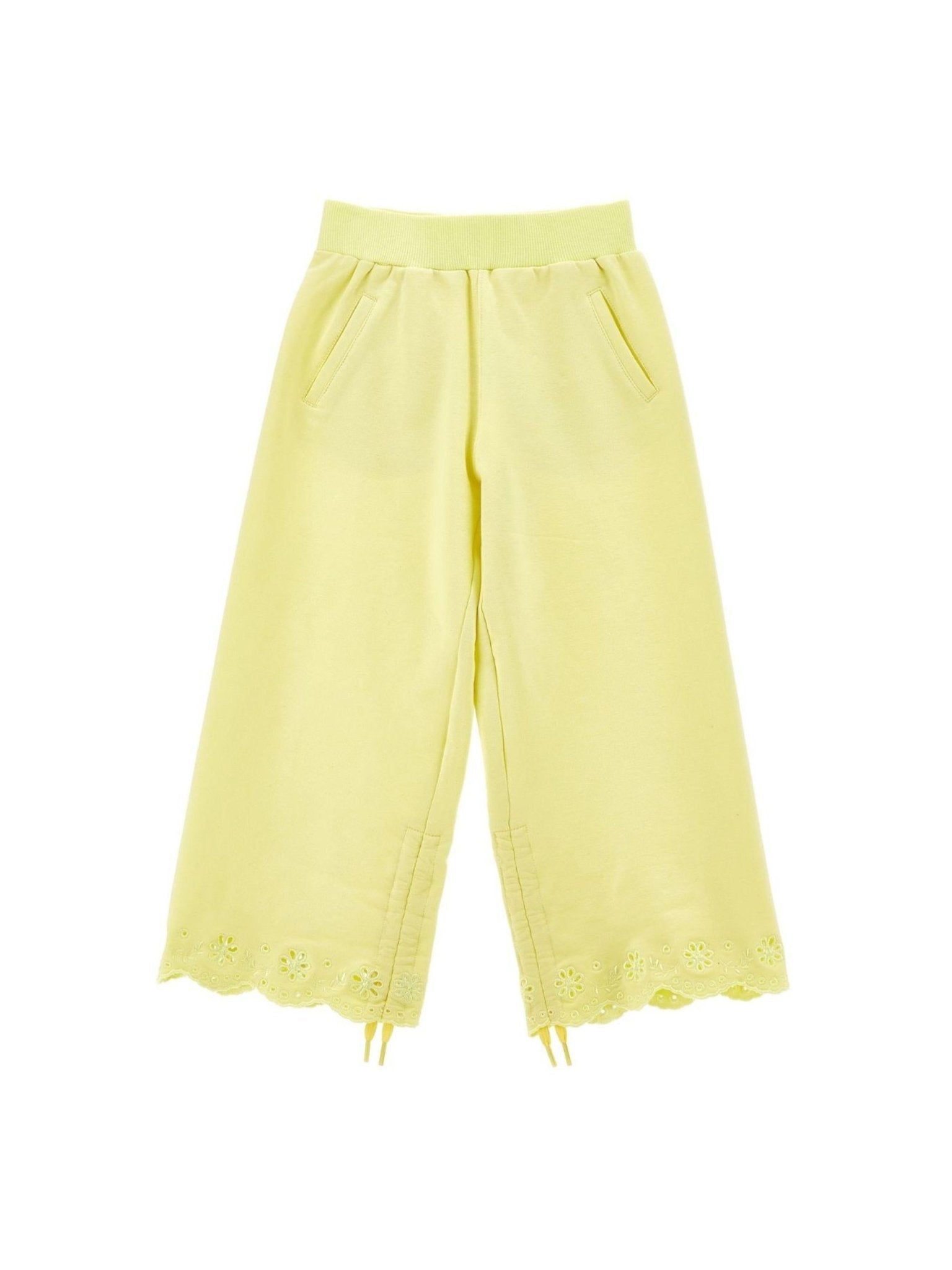 Pantaloni per bambina Monnalisa giallo con orlo con coulisse - Rubino Kids