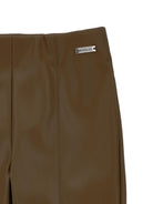 Pantaloni per bambina Monnalisa marroni a vita alta - Rubino Kids