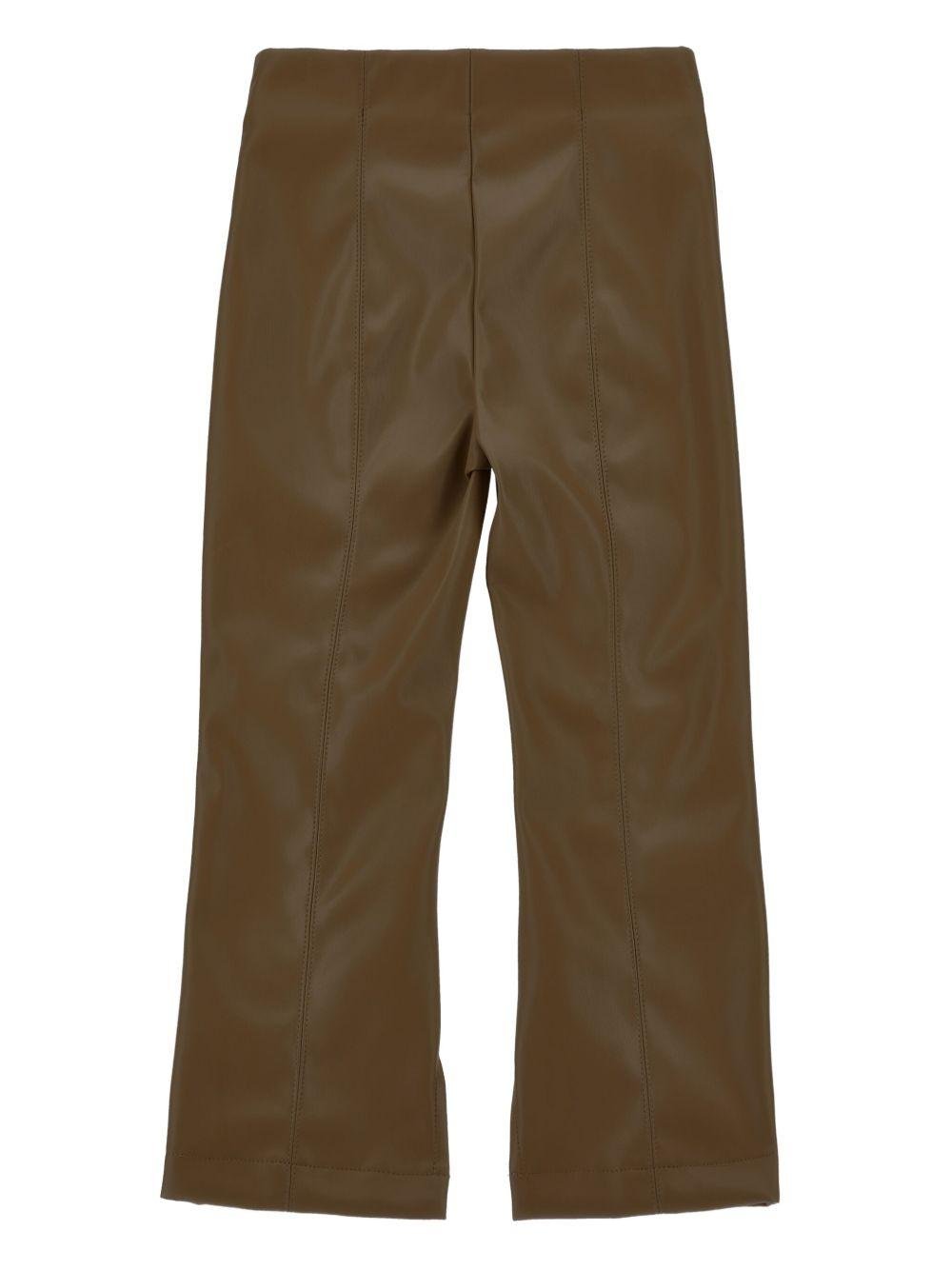 Pantaloni per bambina Monnalisa marroni a vita alta - Rubino Kids