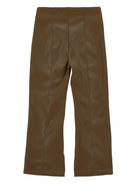 Pantaloni per bambina Monnalisa marroni a vita alta - Rubino Kids