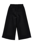 Pantaloni per bambina Monnalisa neri con placca con logo - Rubino Kids