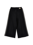 Pantaloni per bambina Monnalisa neri con placca con logo - Rubino Kids