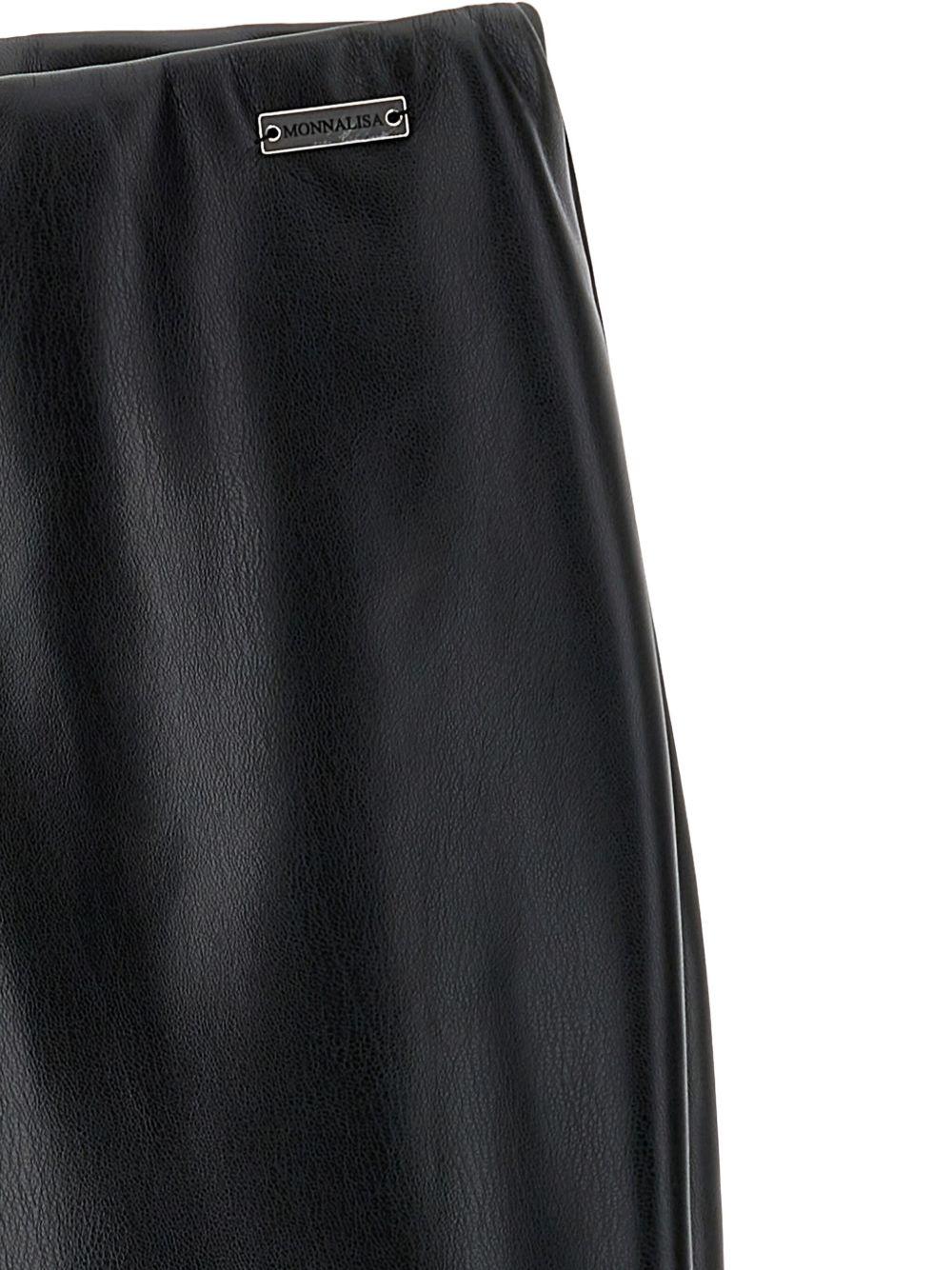 Pantaloni per bambina Monnalisa neri svasati a vita alta - Rubino Kids