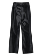 Pantaloni per bambina Monnalisa neri svasati a vita alta - Rubino Kids