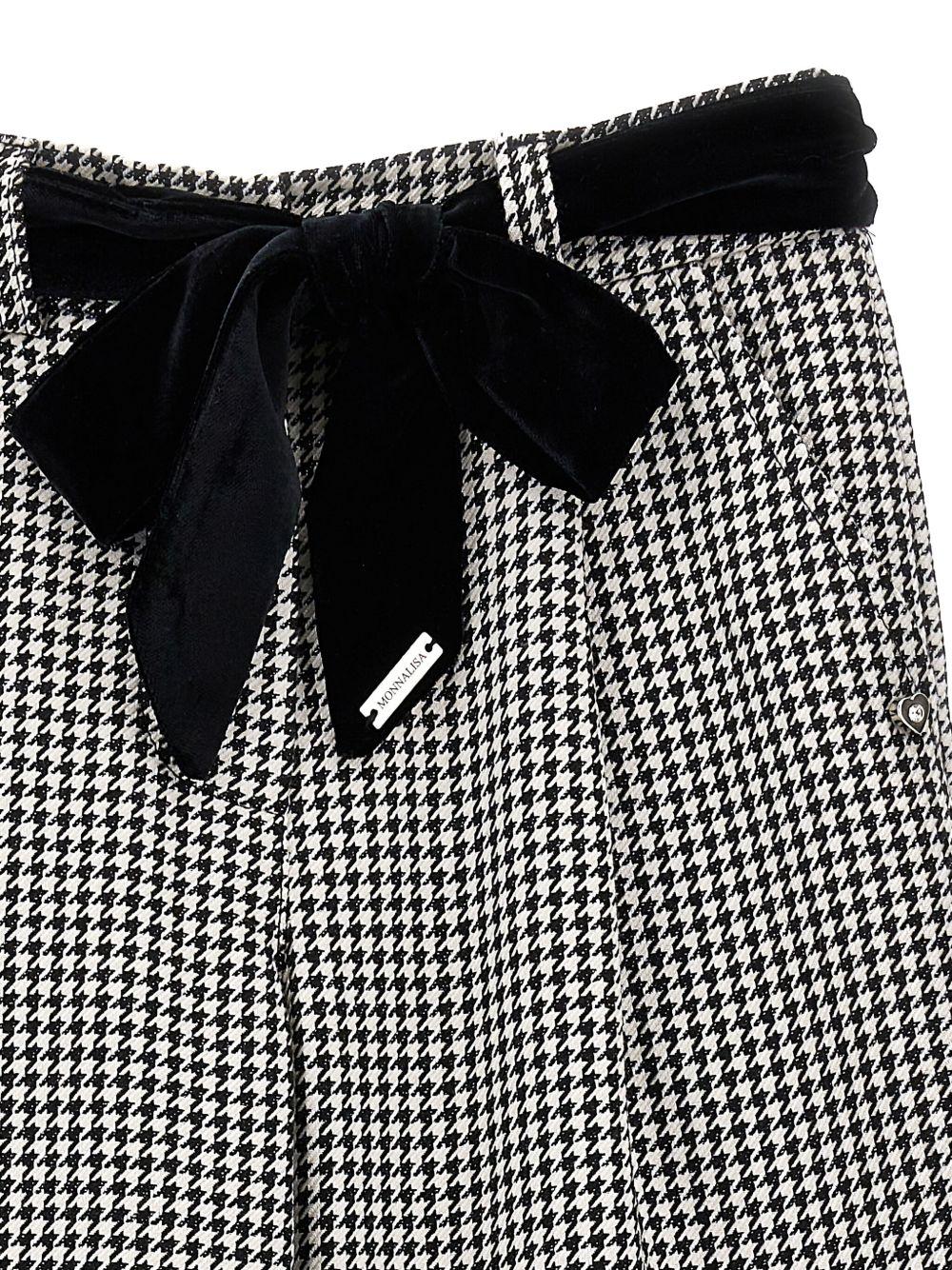 Pantaloni per bambina Monnalisa nero con motivo a quadri - Rubino Kids