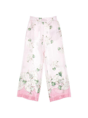 Monnalisa pink floral print trousers for girls