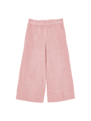 Pantaloni per bambina Monnalisa rosa con vita elasticizzata