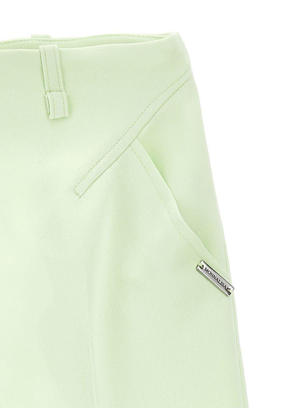 Pantaloni per bambina Monnalisa verde con cuciture - Rubino Kids