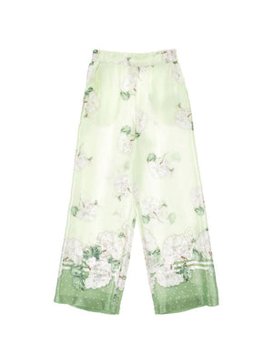 Monnalisa green floral print trousers for girls