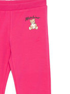 Pantaloni per bambina Moschino Kids fucsia con stampa orsetto - Rubino Kids