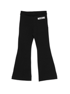 Pantaloni per bambina Moschino Kids neri svasati con decorazione logo - Rubino Kids