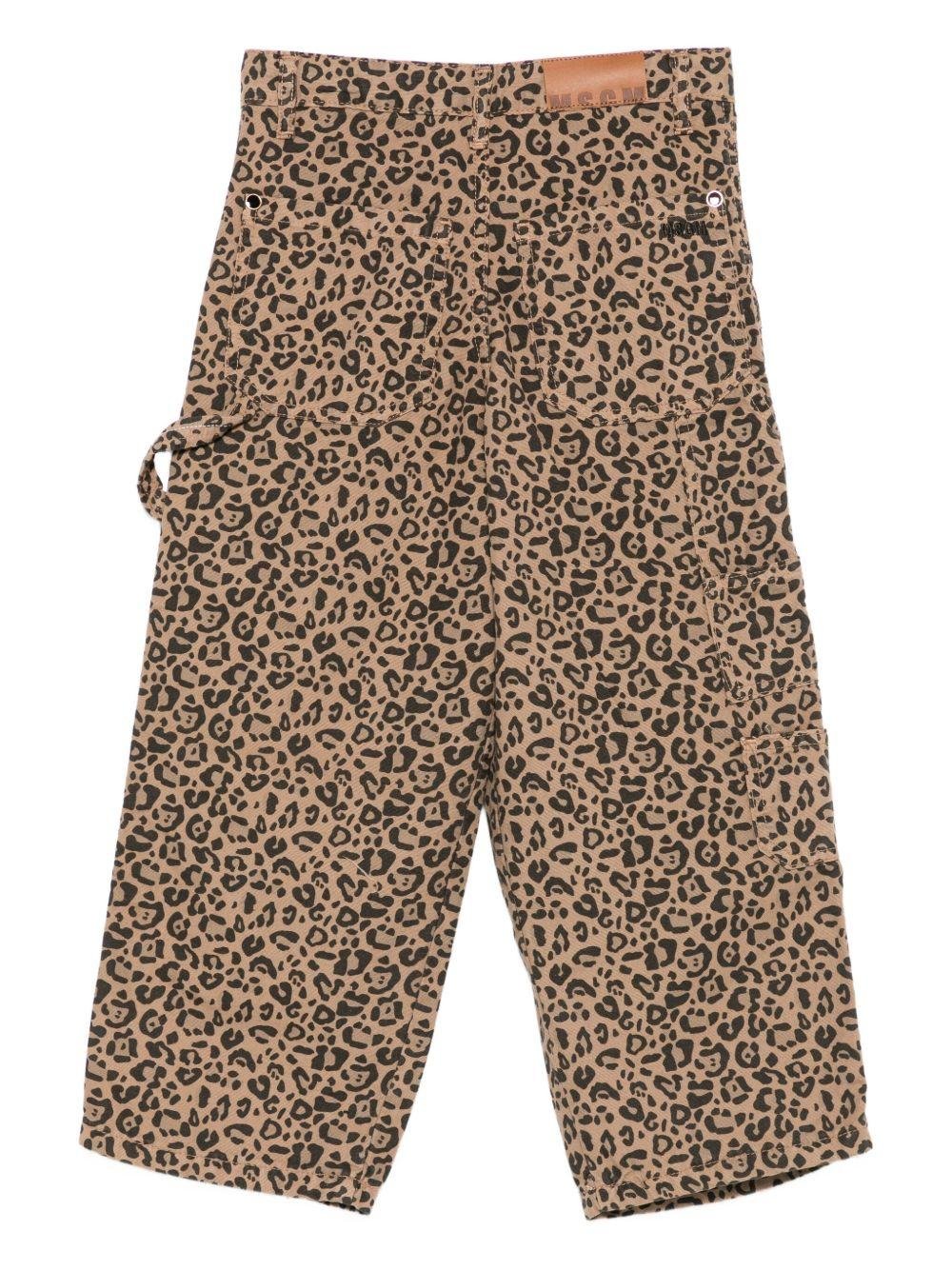 Pantaloni per bambina MSGM Kids animalier con stampa leopardata - Rubino Kids