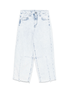 Pantaloni per bambina MSGM Kids denim con effetto vissurto - Rubino Kids