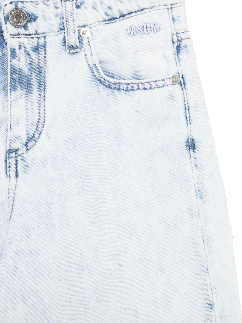 Pantaloni per bambina MSGM Kids denim con effetto vissurto - Rubino Kids