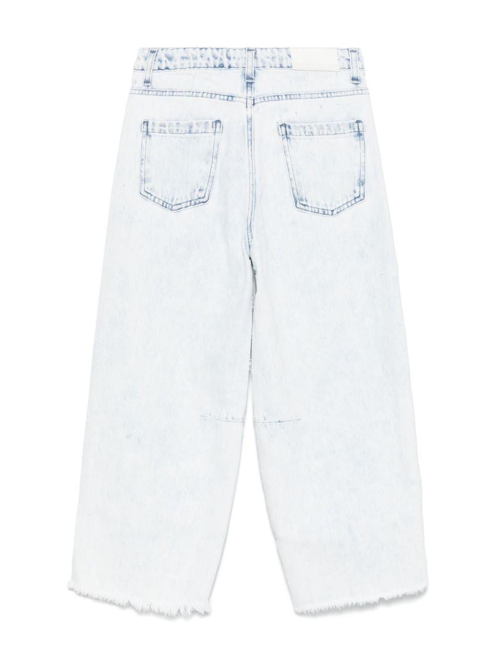 Pantaloni per bambina MSGM Kids denim con effetto vissurto - Rubino Kids