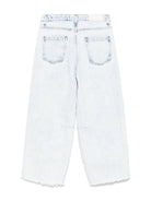 Pantaloni per bambina MSGM Kids denim con effetto vissurto - Rubino Kids