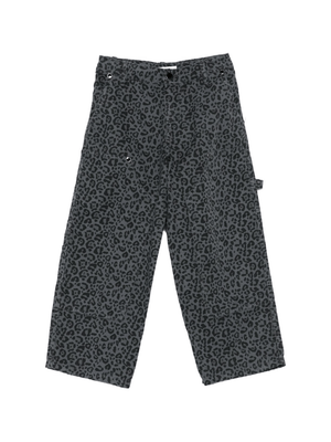 Pantaloni per bambina MSGM Kids grigi con stampa leopardata