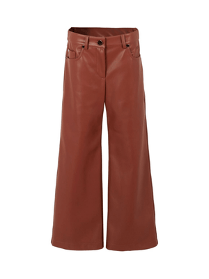 MSGM Kids brown wide-leg trousers for girls