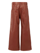 Pantaloni per bambina MSGM Kids marrone a gamba ampia - Rubino Kids