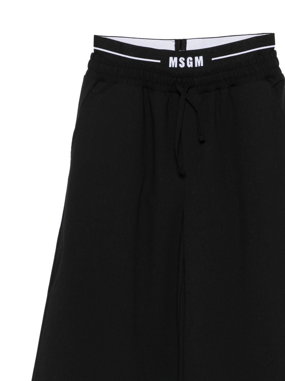 Pantaloni per bambina MSGM Kids neri con dettaglio logo - Rubino Kids